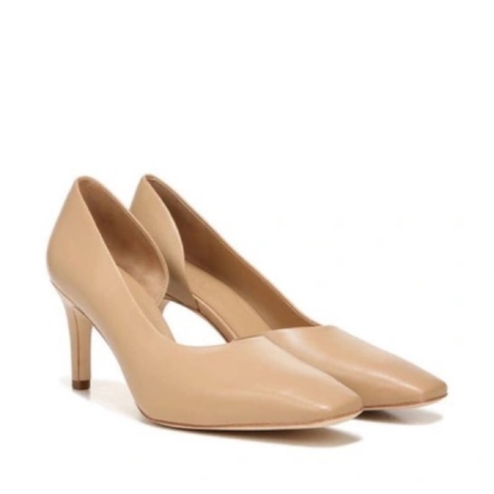 NEW VINCE Tiana Square Toe Leather Pump in Tan Size 9